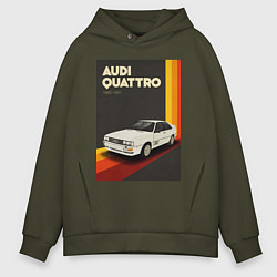 Толстовка оверсайз мужская Audi Quattro автомобиль, цвет: хаки