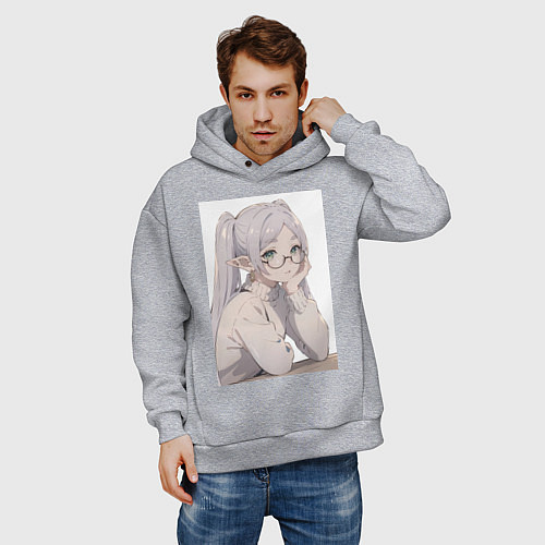 Мужское худи оверсайз Провожающая в последний путь Фрирен / Меланж – фото 3