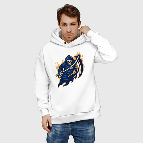 Мужское худи оверсайз Fire reaper / Белый – фото 3