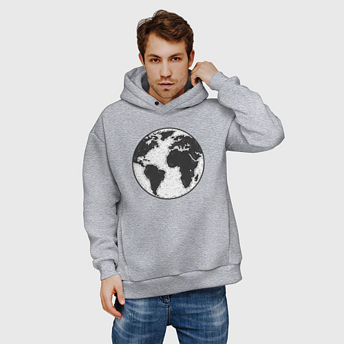 Мужское худи оверсайз Planet earth / Меланж – фото 3