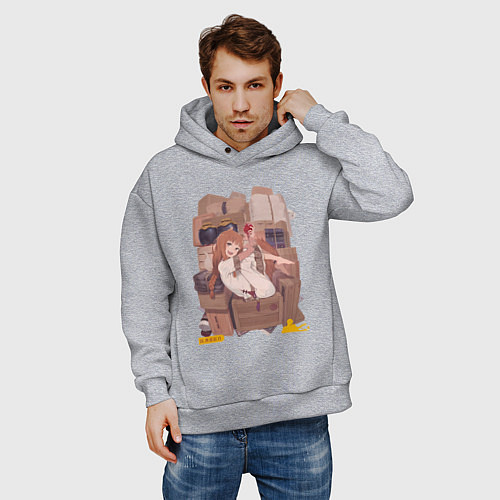 Мужское худи оверсайз Волчица и пряности Холо арт / Меланж – фото 3