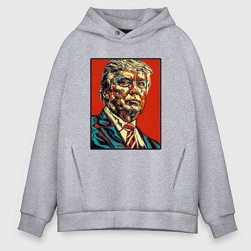 Мужское худи оверсайз Дональд Трамп президент / Меланж – фото 1
