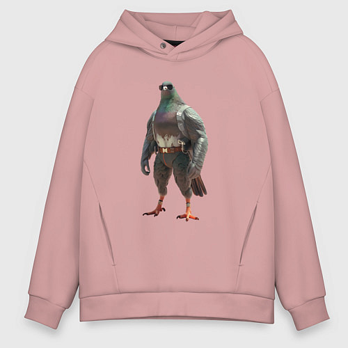 Мужское худи оверсайз Голубь атлет / Пыльно-розовый – фото 1