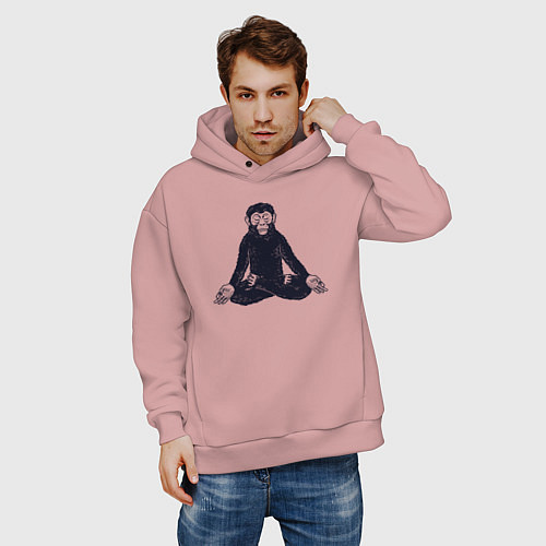 Мужское худи оверсайз Yoga monkey / Пыльно-розовый – фото 3