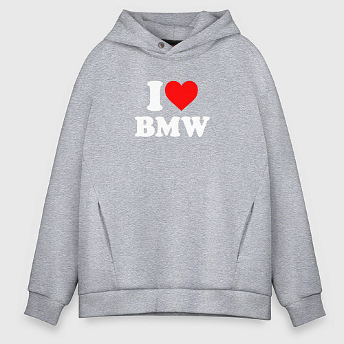 Мужское худи оверсайз I love my BMW / Меланж – фото 1