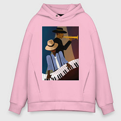 Толстовка оверсайз мужская Музыкант джаз, цвет: светло-розовый