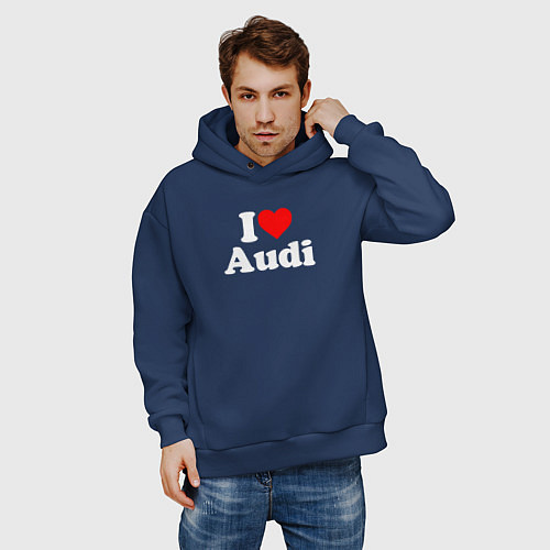 Мужское худи оверсайз I love Audi / Тёмно-синий – фото 3