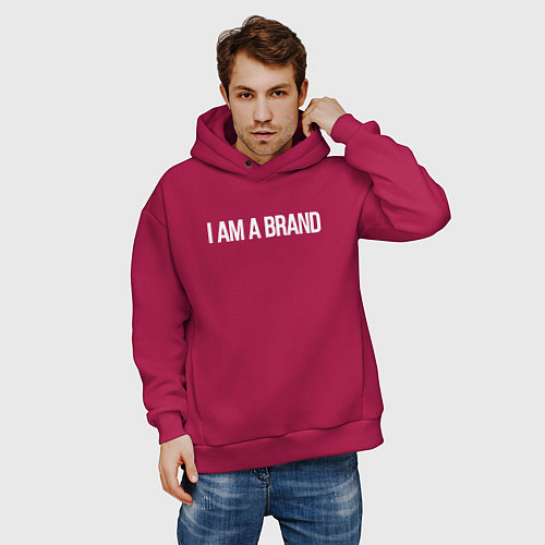 Мужское худи оверсайз I am a brand / Маджента – фото 3