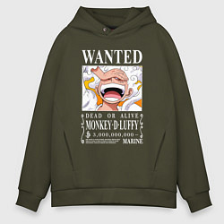 Толстовка оверсайз мужская Monkey D Luffy - wanted, цвет: хаки