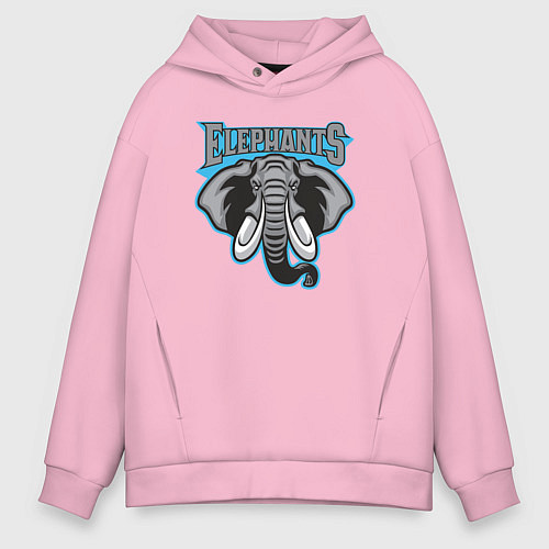 Мужское худи оверсайз Elephants team / Светло-розовый – фото 1