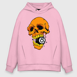 Толстовка оверсайз мужская Череп и бильярдный шар 8, цвет: светло-розовый