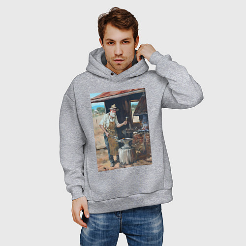 Мужское худи оверсайз Металлург / Меланж – фото 3