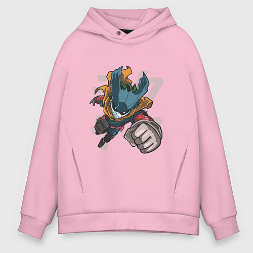 Мужское худи оверсайз Моя геройская академия Деку в костюме / Светло-розовый – фото 1