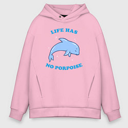 Толстовка оверсайз мужская Life has no porpoise, цвет: светло-розовый