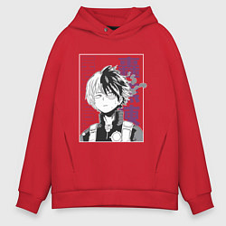 Толстовка оверсайз мужская Моя геройская академия Шото Тодороки, цвет: красный