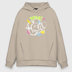 Толстовка оверсайз мужская Граффити одноглазый смайл, цвет: миндальный