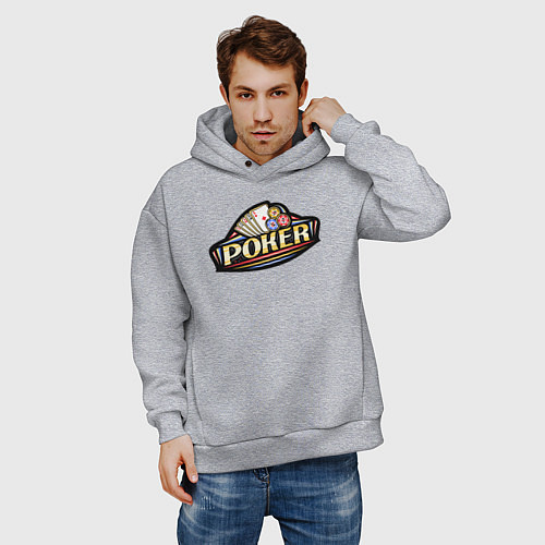 Мужское худи оверсайз Покер / Меланж – фото 3