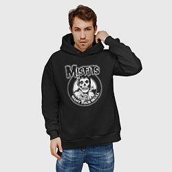 Толстовка оверсайз мужская Misfits want your skull rock, цвет: черный — фото 2