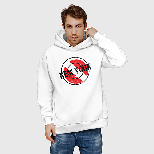 Мужское худи оверсайз NY city USA / Белый – фото 3