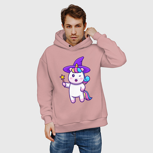 Мужское худи оверсайз Фея единорожка / Пыльно-розовый – фото 3