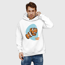 Толстовка оверсайз мужская Рыбка-клоун, цвет: белый — фото 2