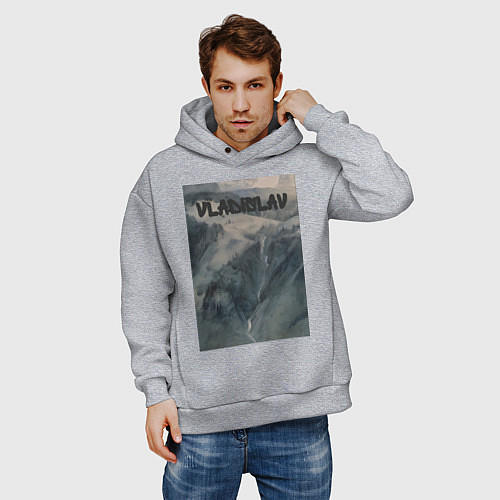 Мужское худи оверсайз Vladislav горы / Меланж – фото 3