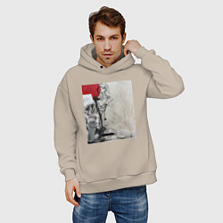 Толстовка оверсайз мужская Abstract Red, цвет: миндальный — фото 2