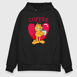 Толстовка оверсайз мужская Coffee is love Гарфилд, цвет: черный