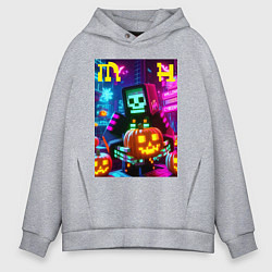 Толстовка оверсайз мужская Minecraft and halloween collaboration - ai art, цвет: меланж