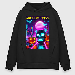 Толстовка оверсайз мужская Minecraft and halloween- vaporwave, цвет: черный