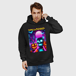Толстовка оверсайз мужская Minecraft and halloween- vaporwave, цвет: черный — фото 2