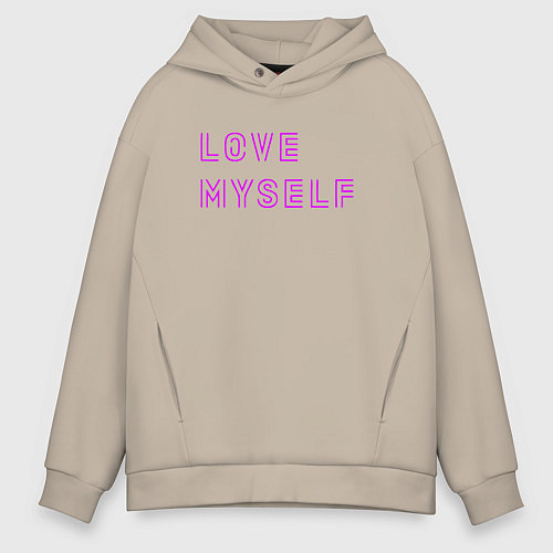 Мужское худи оверсайз Надпись love myself BTS / Миндальный – фото 1
