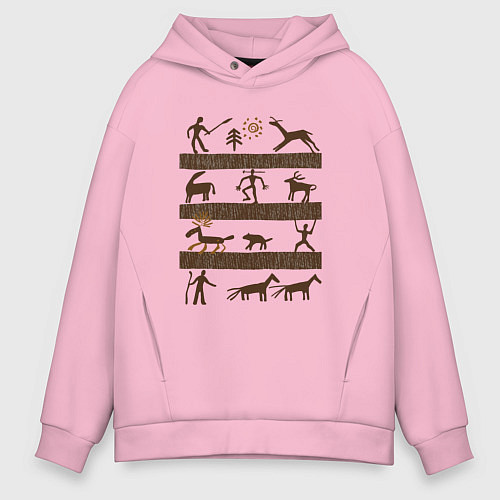 Мужское худи оверсайз Древняя охота / Светло-розовый – фото 1