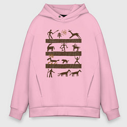 Толстовка оверсайз мужская Древняя охота, цвет: светло-розовый