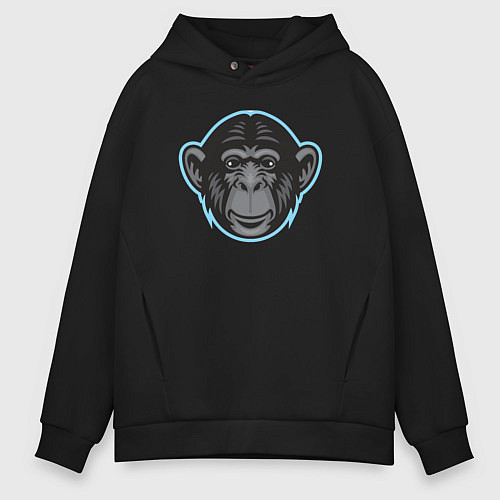 Мужское худи оверсайз Funny monkey / Черный – фото 1