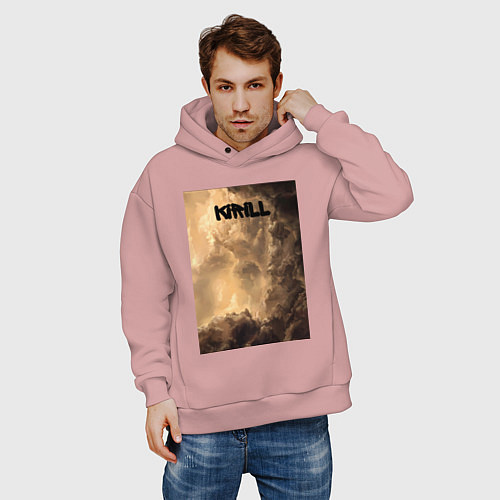 Мужское худи оверсайз Kirill небосвод / Пыльно-розовый – фото 3