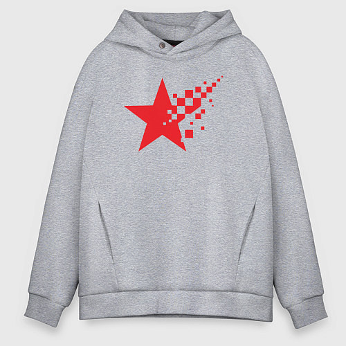 Мужское худи оверсайз USSR pixel star / Меланж – фото 1