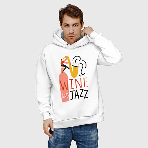 Мужское худи оверсайз Винишко и джаз / Белый – фото 3