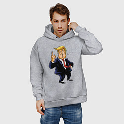 Толстовка оверсайз мужская Злой Трамп, цвет: меланж — фото 2
