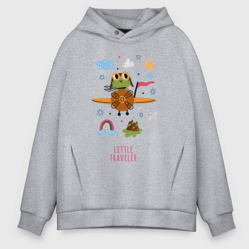 Мужское худи оверсайз Лягушонок пилот / Меланж – фото 1