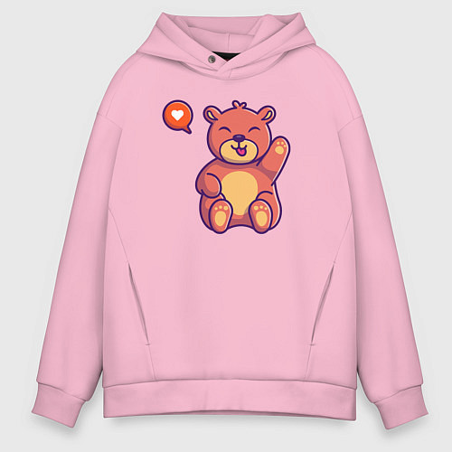 Мужское худи оверсайз Lovely bear / Светло-розовый – фото 1