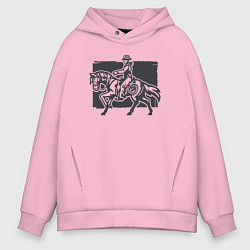 Толстовка оверсайз мужская Ковбой на коне, цвет: светло-розовый