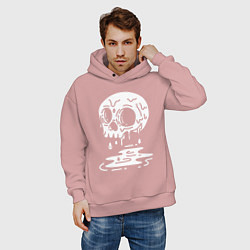 Толстовка оверсайз мужская Череп плачет, цвет: пыльно-розовый — фото 2