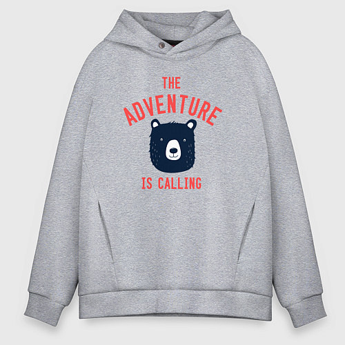 Мужское худи оверсайз Приключения зовут / Меланж – фото 1
