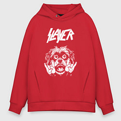 Толстовка оверсайз мужская Slayer rock dog, цвет: красный