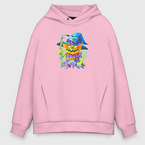 Мужское худи оверсайз Джек фонарь / Светло-розовый – фото 1