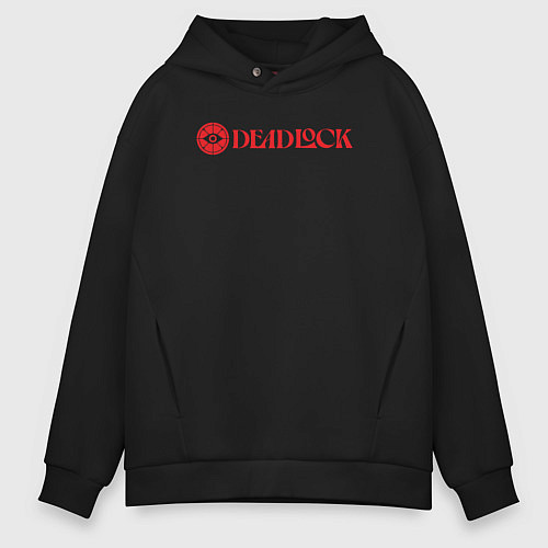 Мужское худи оверсайз Deadlock red logo / Черный – фото 1
