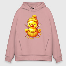 Толстовка оверсайз мужская Нейросеть - вязаный утёнок, цвет: пыльно-розовый