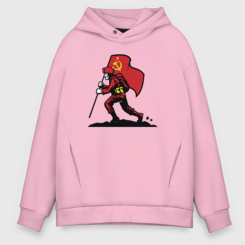 Мужское худи оверсайз Солдат СССР / Светло-розовый – фото 1