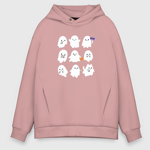 Мужское худи оверсайз Милые призраки / Пыльно-розовый – фото 1